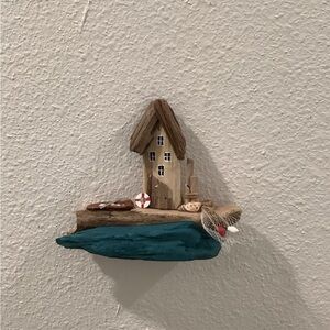 Driftwood Art, Driftwood Fishing House , Coastal Art, Driftwood Wall Art